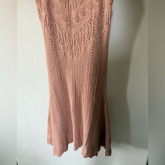 Freshman 1996|Boho knit crotchet sleeveless midi dress,Dusty rose,size large••• - Picture 3 of 11
